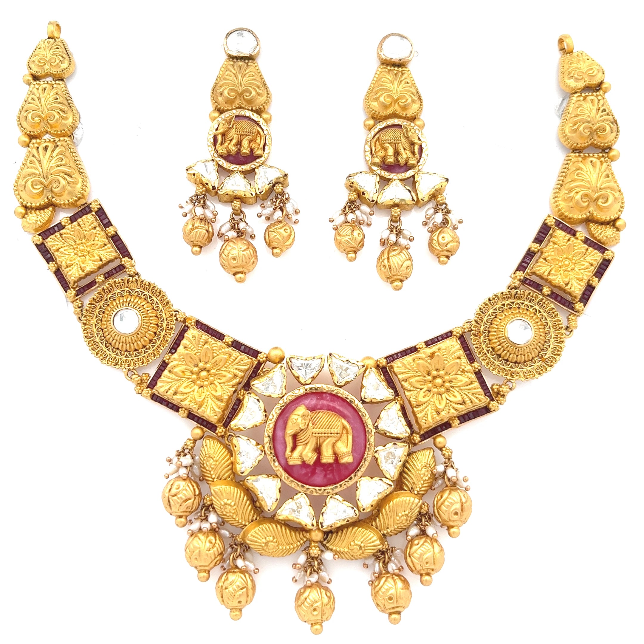 Kajal Gold Necklace Set