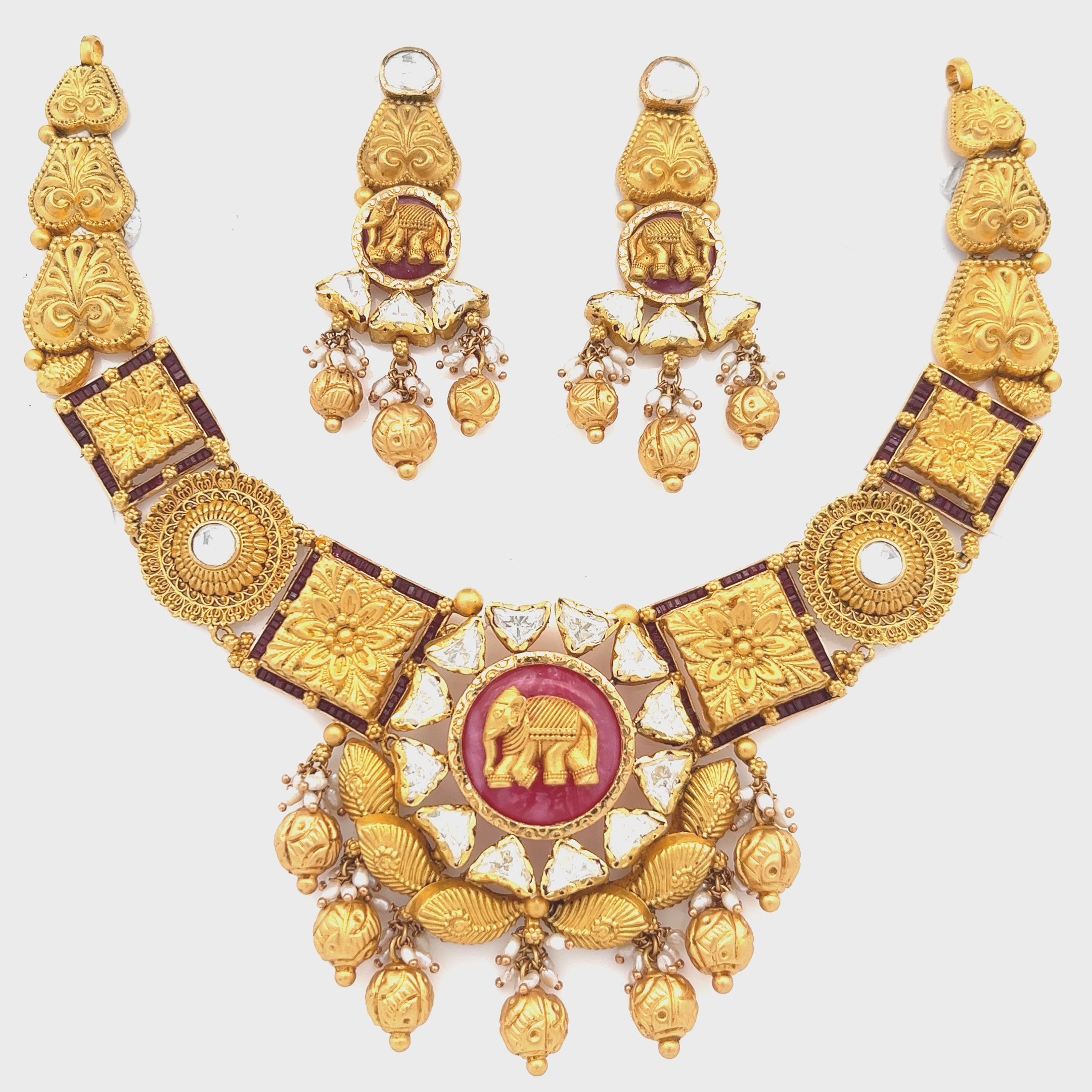 Kajal Gold Necklace Set